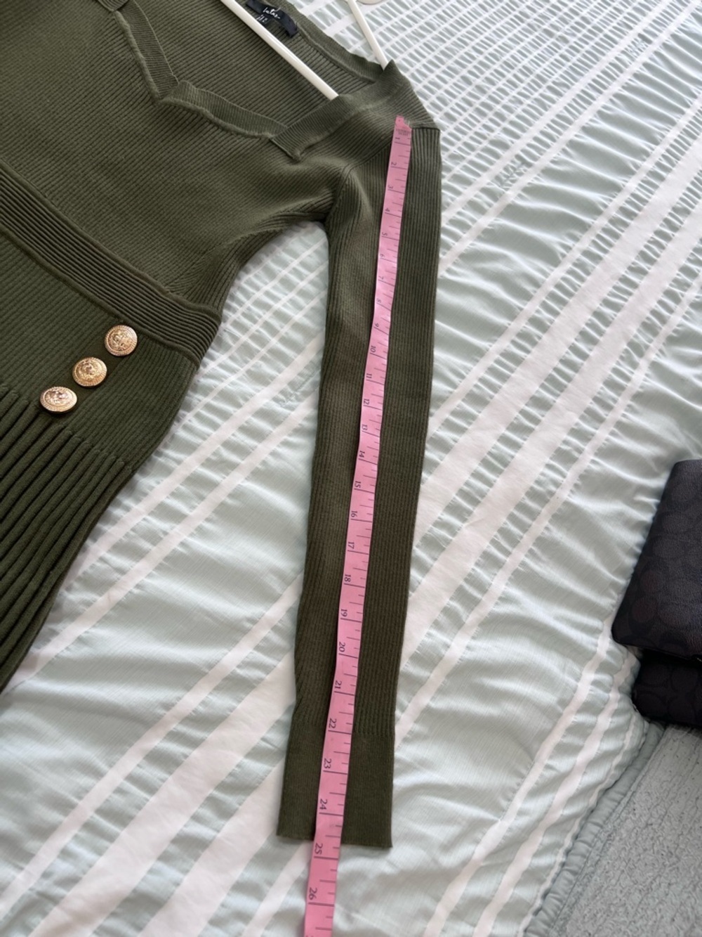 Lulu's Olive Green Ribbed Knit Long-Sleeve Fit & Flare Dress size XL - Picture 5 of 11